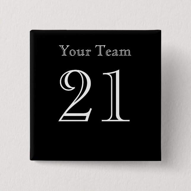 Team Name and Number Custom Button (Front)