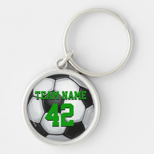 Team Name and Number Soccer Ball Keychain (Front)