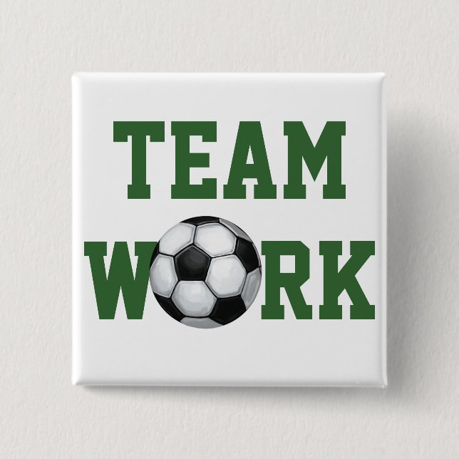 Team Name and Number Soccer Ball Pinback Button (Front)