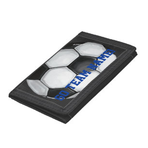 Team Name and Number Soccer Ball Trifold Wallet