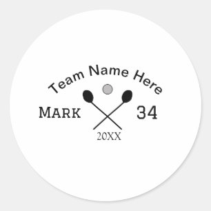 Team name here add name number ball paddle golf classic round sticker