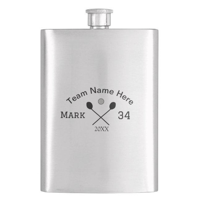 Team name here add name number ball paddle golf  flask (Front)