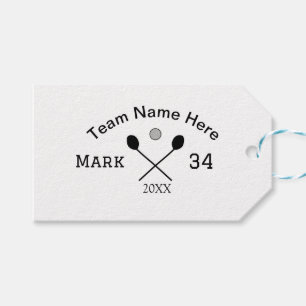 Team name here add name number ball paddle golf gift tags