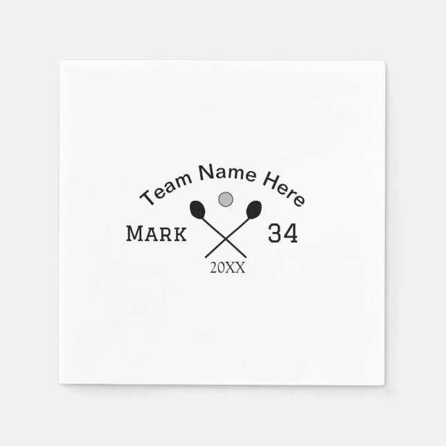 Team name here add name number ball paddle golf  napkins (Front)