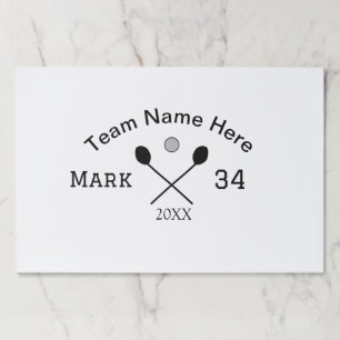 Team name here add name number ball paddle golf paper pad