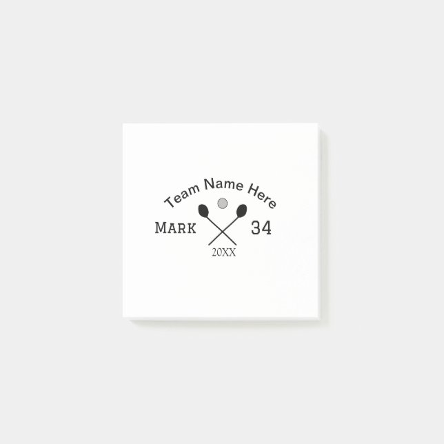 Team name here add name number ball paddle golf  post-it notes (Front)