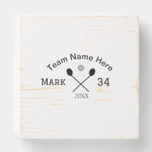 Team name here add name number ball paddle golf wooden box sign