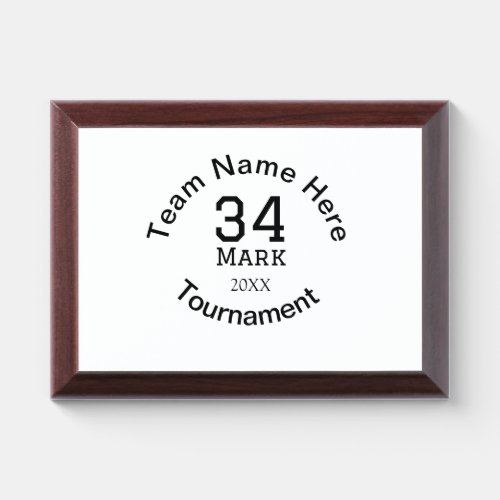 Team name here add name tournament year text award plaque