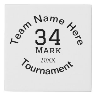 Team name here add name tournament year text faux canvas print