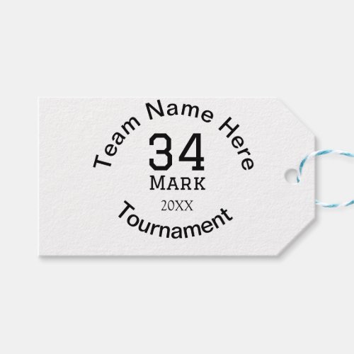 Team name here add name tournament year text gift tags