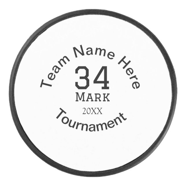 Team name here add name tournament year text hockey puck (Front)