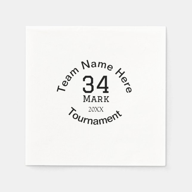 Team name here add name tournament year text napkins (Front)