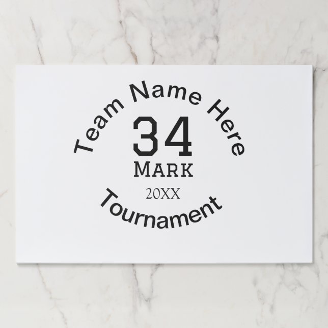 Team name here add name tournament year text paper pad (Front)