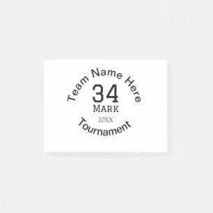 Team name here add name tournament year text post-it notes
