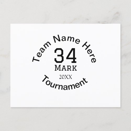 Team name here add name tournament year text postcard