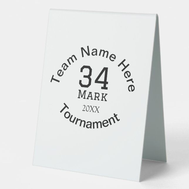 Team name here add name tournament year text table tent (Front)