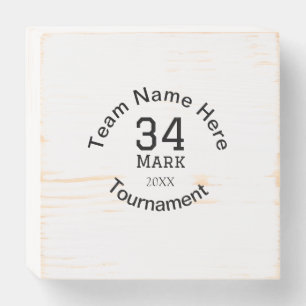Team name here add name tournament year text wooden box sign