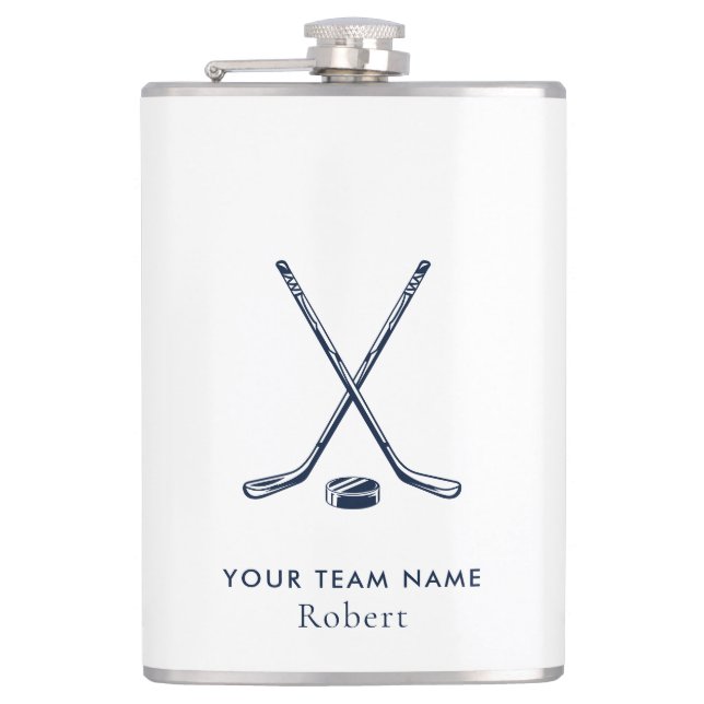 Team Name Ice Hockey Giveaway Custom Flask (Front)