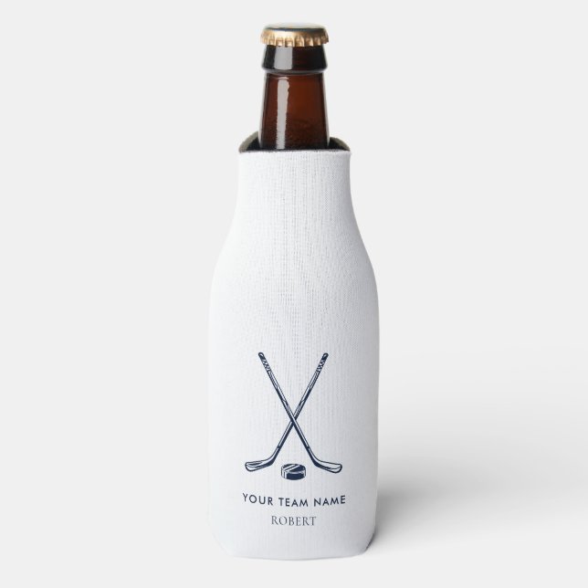 Team Name Ice Hockey Giveaway Personalized Bottle Cooler (Bottle Front)