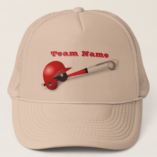 âœTeam Nameâ Tan Trucker Hat