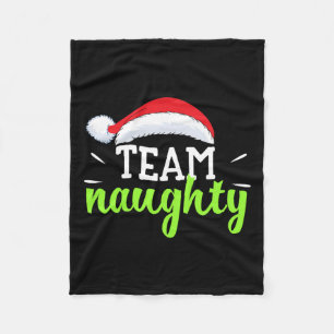 Team Naughty Christmas Couple Matching Team Nice  Fleece Blanket