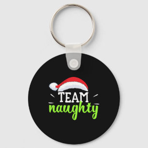 Team Naughty Christmas Couple Matching Team Nice Keychain