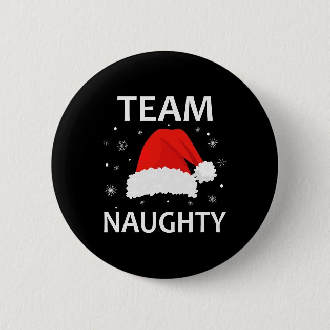 Team Naughty Couple Matching Christmas Outfit Team Button (Front)