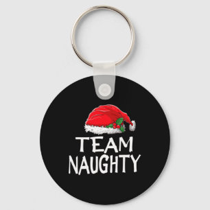 Team Naughty Funny Christmas Pajamas Santa Claus M Keychain