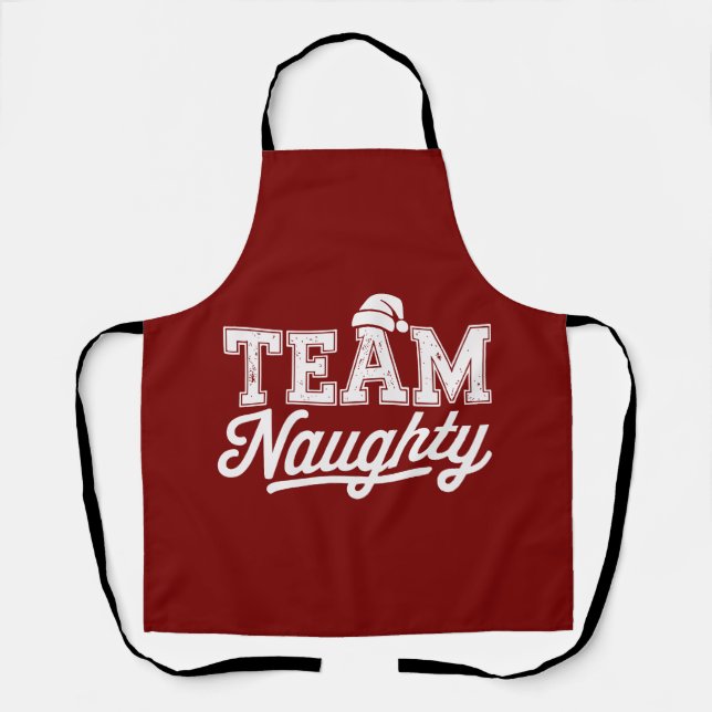 Team Naughty Funny Xmas Party Joke Humor Guys Apron (Front)