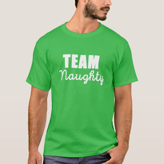 Team Naughty Matching Christmas Couples T-Shirt (Front)