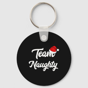 Team Naughty Nice Funny Holiday Christmas Santa Keychain