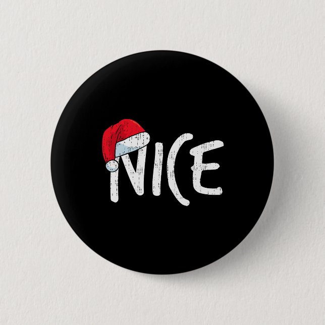Team Naughty Nice Funny Matching Christmas Couples Button (Front)