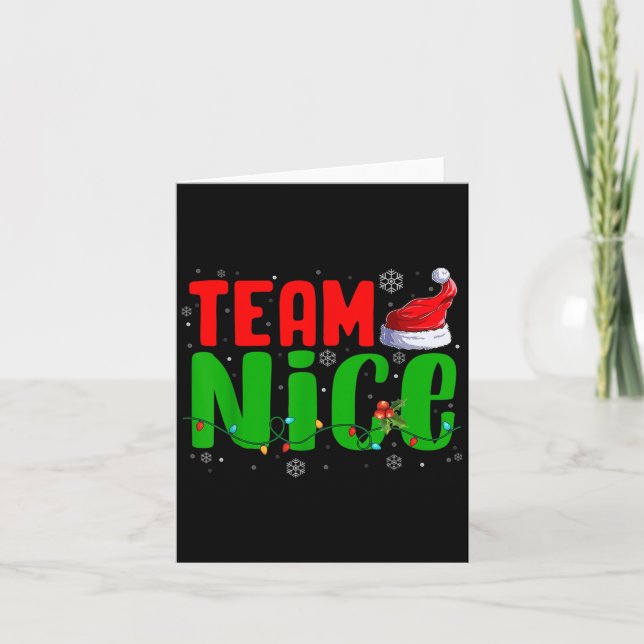 Team Naughty Nice Santa Hat Funny Christmas Matchi Card (Front)