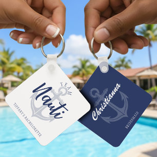 Team Nauti Anchor Blue Bachelorette Party Keychain
