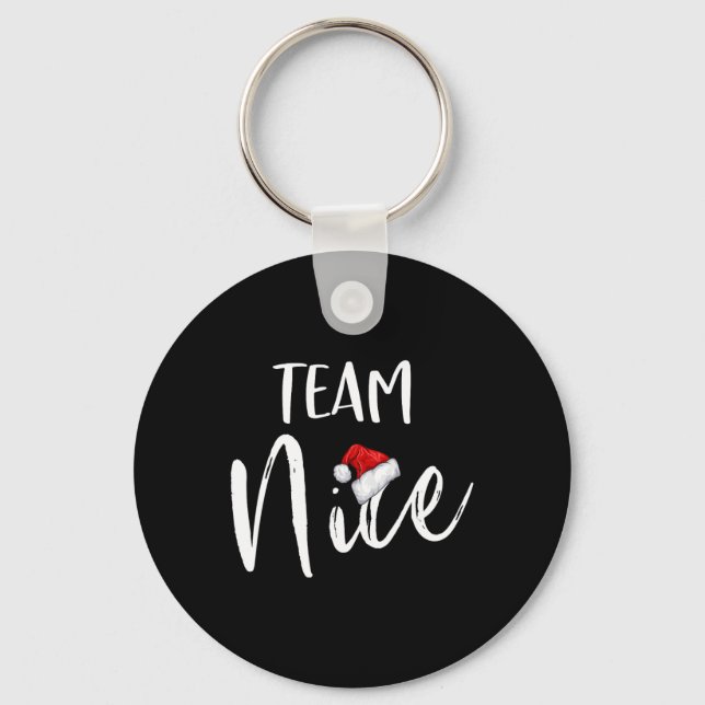 Team Nice Funny Christmas Family Matching Pajamas  Keychain (Front)