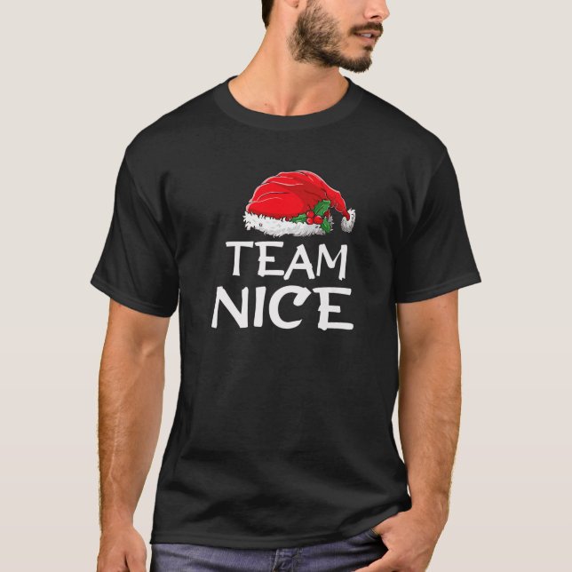 Team Nice Funny Christmas Pajamas Santa Claus Men T-Shirt (Front)