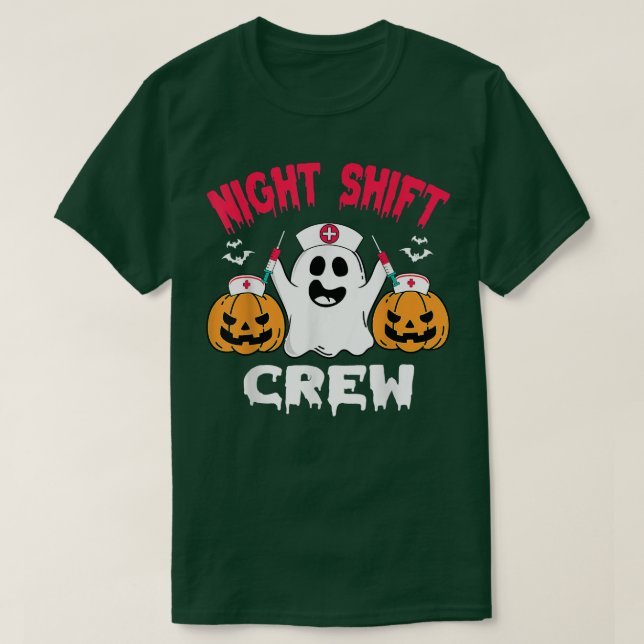 Team Night Shift Nurse HalloweenHalloween Scrub To T-Shirt (Design Front)