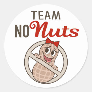 Team No Nuts with red bow gender reveal stickers