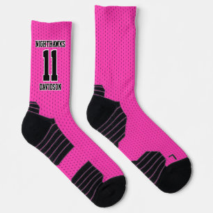 Team Number Name Hot Pink Dotted Sports Socks