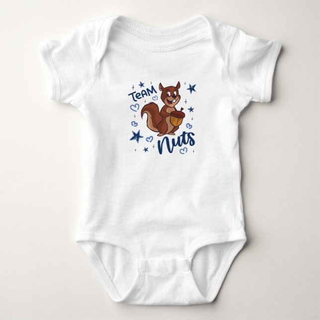 Team Nuts Gender Reveal Party Blue Boy Baby Bodysuit (Front)