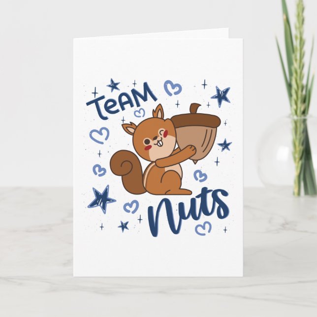 Team Nuts Gender Reveal Party Blue Boy Card (Front)