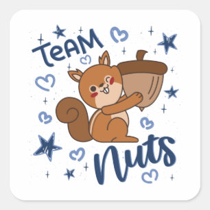 Team Nuts Gender Reveal Party Blue Boy Square Sticker
