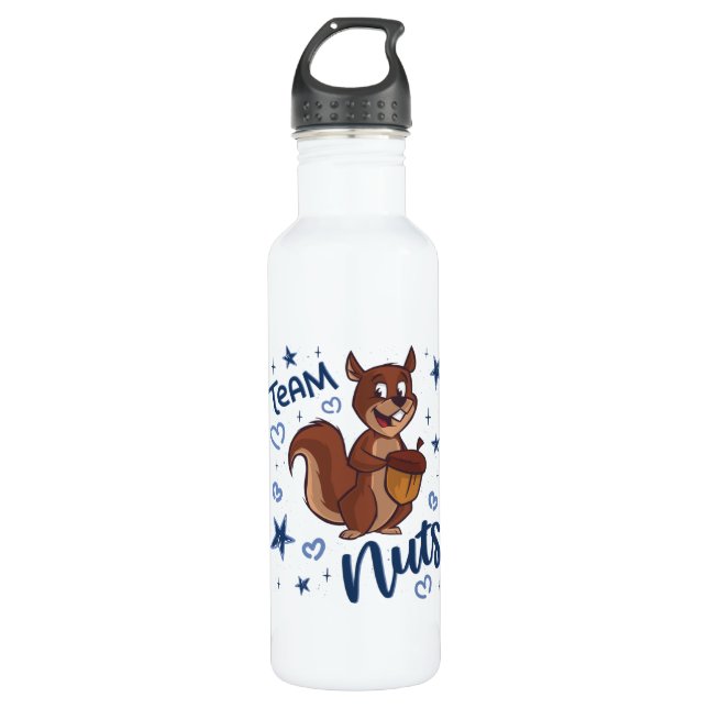 Team Nuts Gender Reveal Party Blue Boy Stainless Steel Water Bottle (Front)