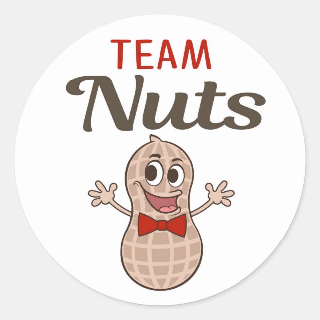 Team Nuts with red bow tie gender reveal stickers (Front)