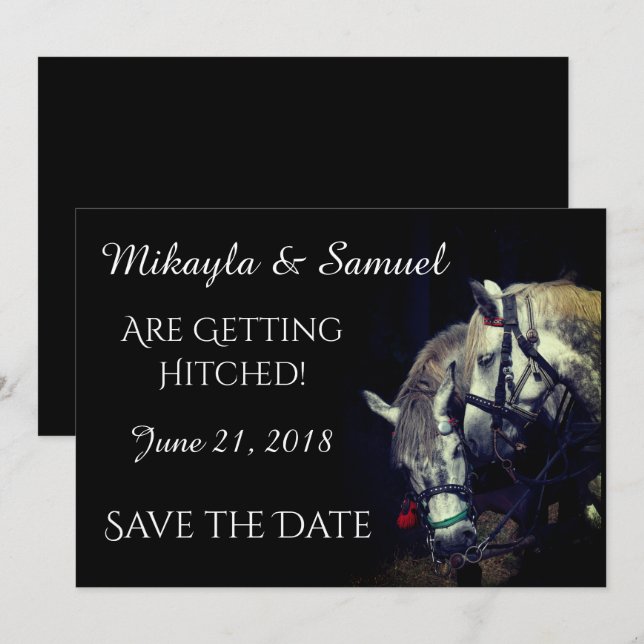 Team of Horses "We're Getting hitched!" Invitation (Front/Back)