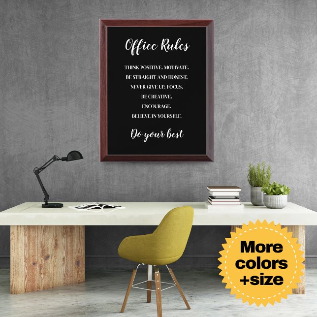 Team Office Rules Poster - Inspirational Teamwork  Award Plaque (Team Office Rules Wall Decor | Inspirational Teamwork Quotes | Printable Office Motivation Poster)