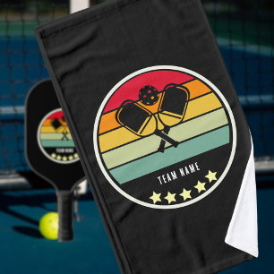 Team or Company colorful on black Mid Century Hand Towel