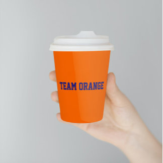 Team Orange Paper Cups
