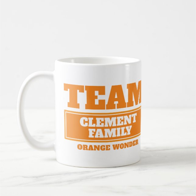 Team orange personalize team and name mug (Left)