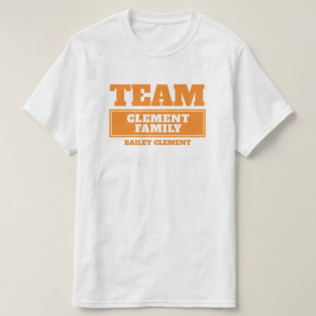 Team orange personalized family or group t-shirt (Design Front)